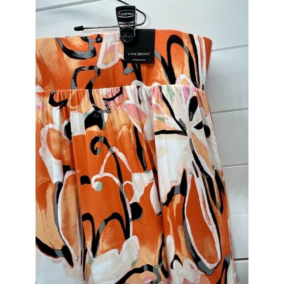 Lane Bryant Women's 26/28 A-Line Skirt  Multicolor Pull On Floral Tropical Beach - Picture 3 of 12